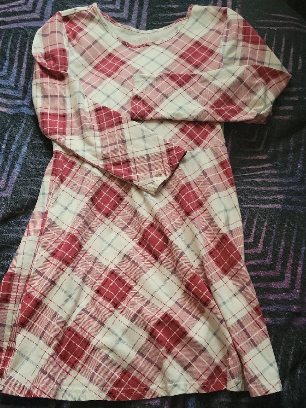 Place Pink Plaid Knit Top
